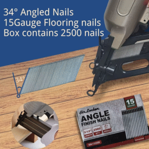 15 Gauge Angled Flooring Nails - 1" to 2.5" Lengths 2500 Nails per Box 34° Collated Finish Nails Angled Finish Nails
