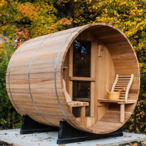 Premium Solid Cedar Barrel Sauna – Traditional Outdoor Steam Sauna Made from Natural Wood